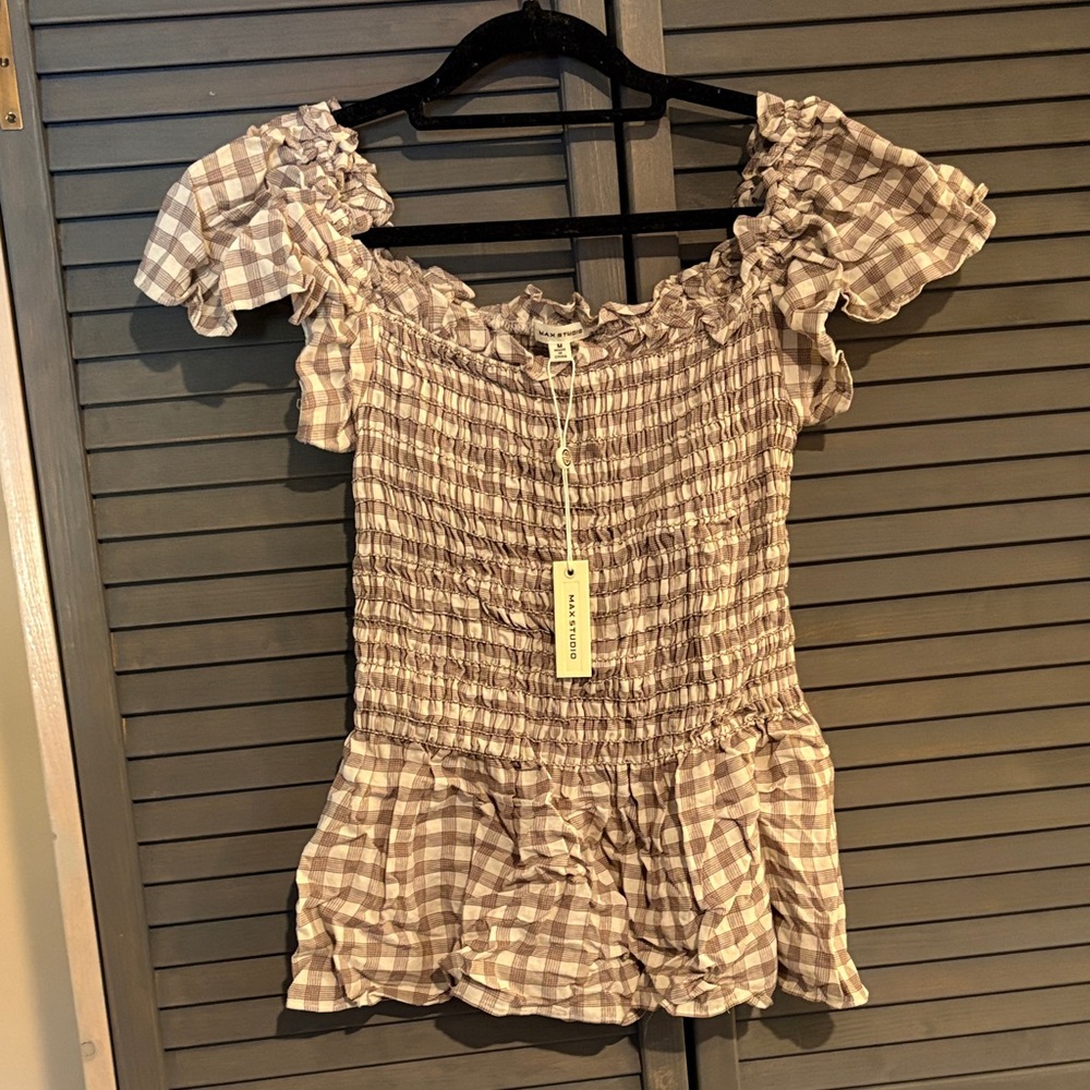 Maxstudio Gingham Top NWT